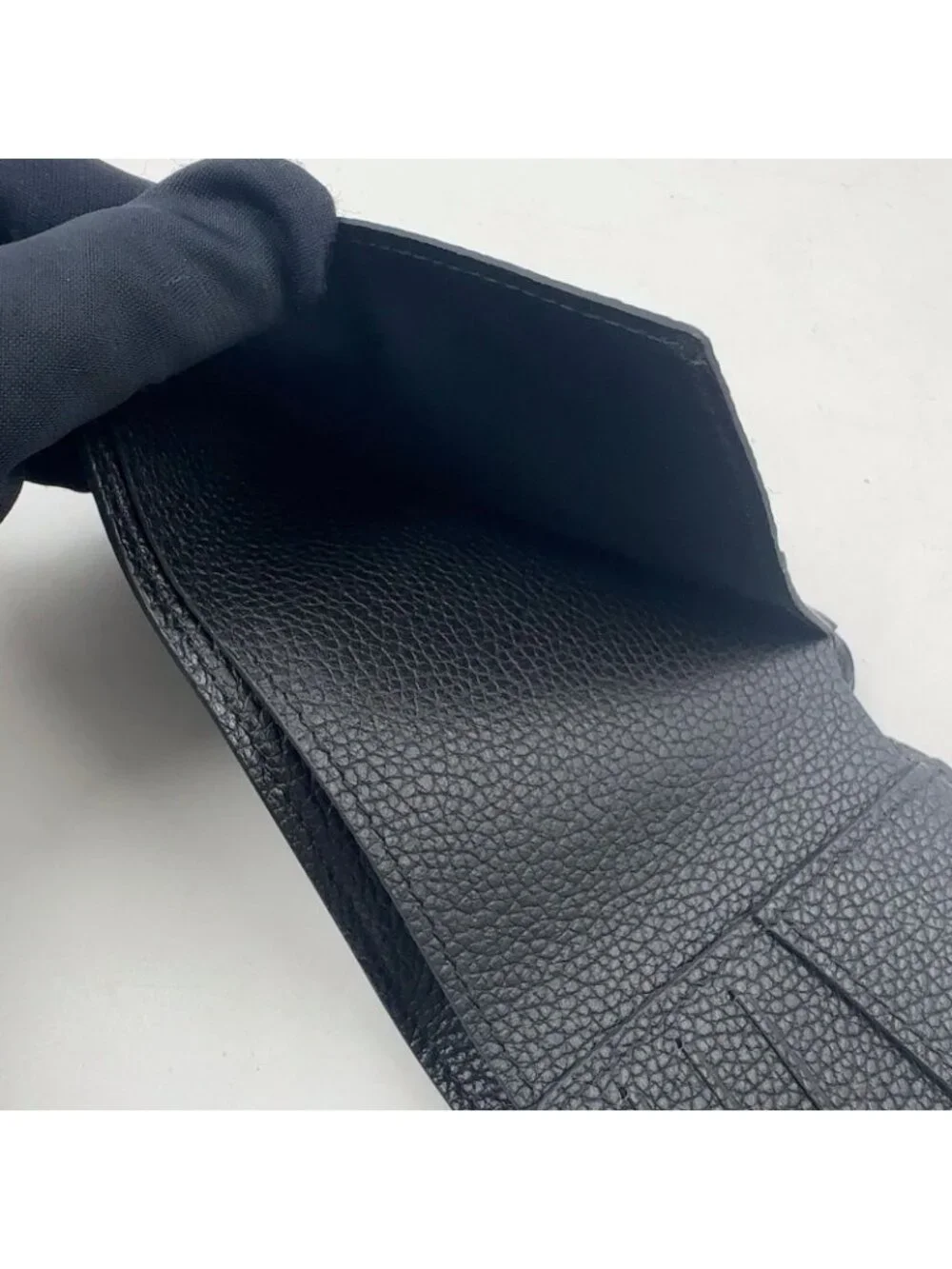 Louis Vuitton Portefeuille Calf Correspondence Leather Black Bi Foldwallet